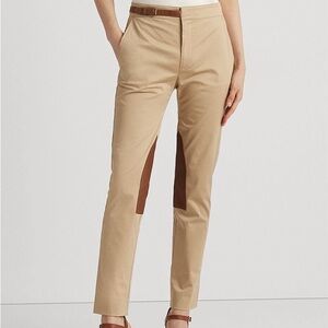 Lauren Ralph Lauren Women's Leather-Trim Stretch Sateen Jodhpur Pants size 8